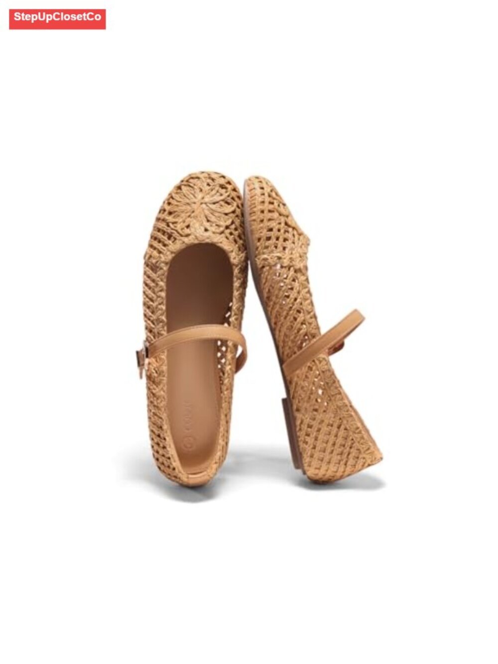 Woven Mary Jane Flats Round Toe Ballet Comfortable Slip On Women